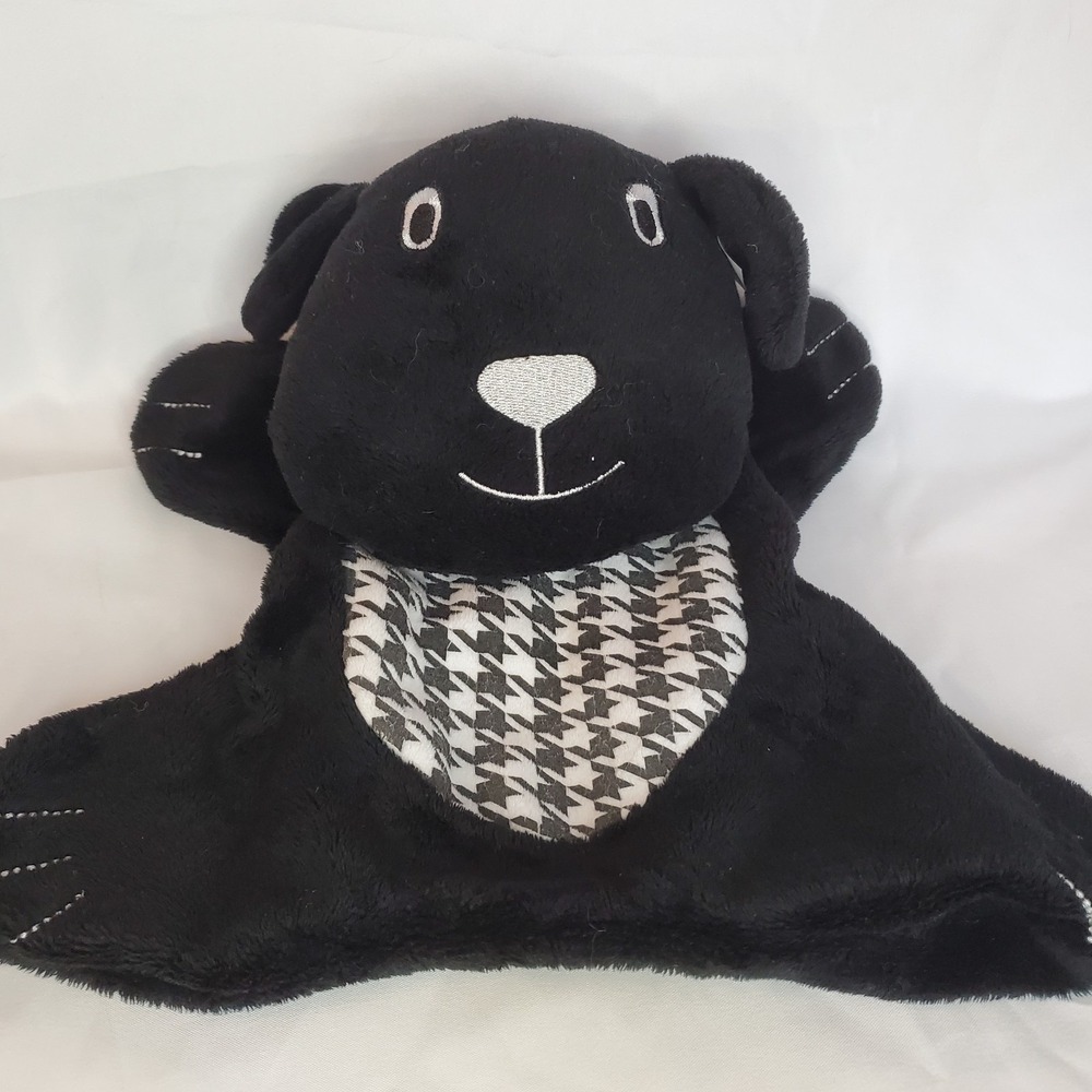 Belle Plush Animal Baby Lovey Black White Dog Puppy‎